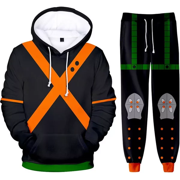 Hero Anime Bakugou Katsuki Cosplay Hoodie Pants Set 3d Printed