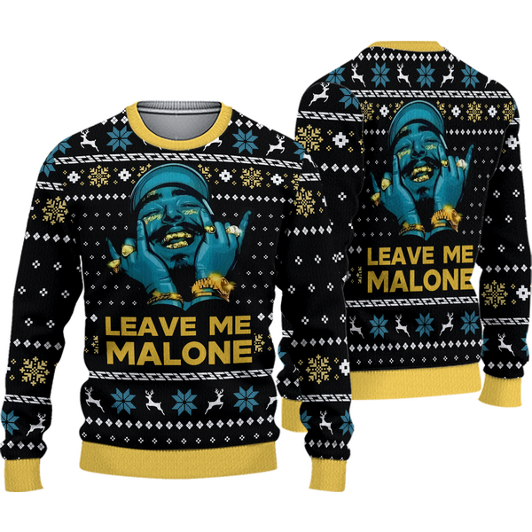 Leave Me Malone Post Malone Ugly Christmas Sweater