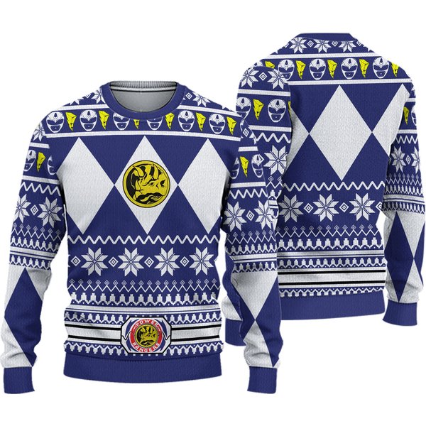 Mighty Morphin Blue Ranger Power Rangers Ugly Christmas Sweater-image