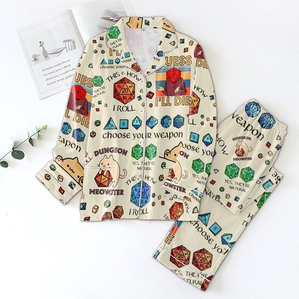 Christmas Dungeons And Dragons Pajamas Set, Dnd Pajama Set Women, Dnd Dice Pajamas-image