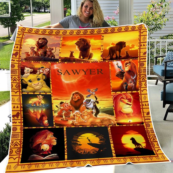 Personalized Lion King Plush Fleece Blanket, Lion King Birthday Gift-image