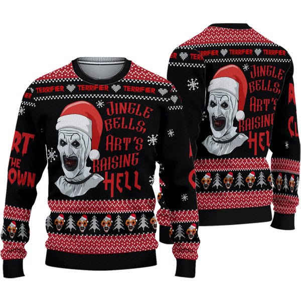 Terrifier 3 Christmas Jingle Bells Clown Killer 2024 Ugly Sweater-image