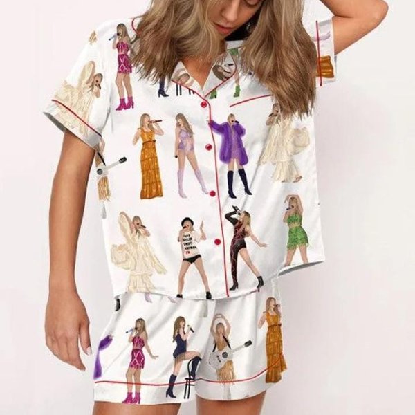 Swiftie Christmas Satin Pajamas, World Tour Band Satin Pajamas