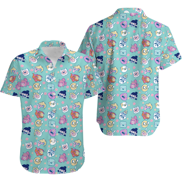 Adventure Time Button Shirt And Shorts, Adventure Time Hawaiian Shirt-image