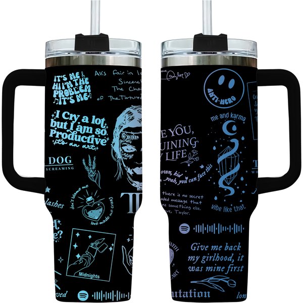 Black Chroma! - T.s. Ttpd Inspired Theme (the Tortured Poets Department Focus) Engraved 40oz Tumbler