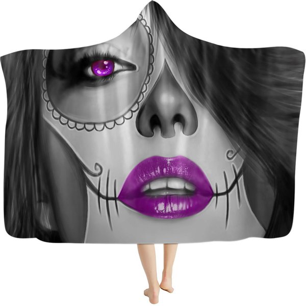 Calavera (Day Of The Dead) Gothic Halloween Skull Hooded Blanket-image