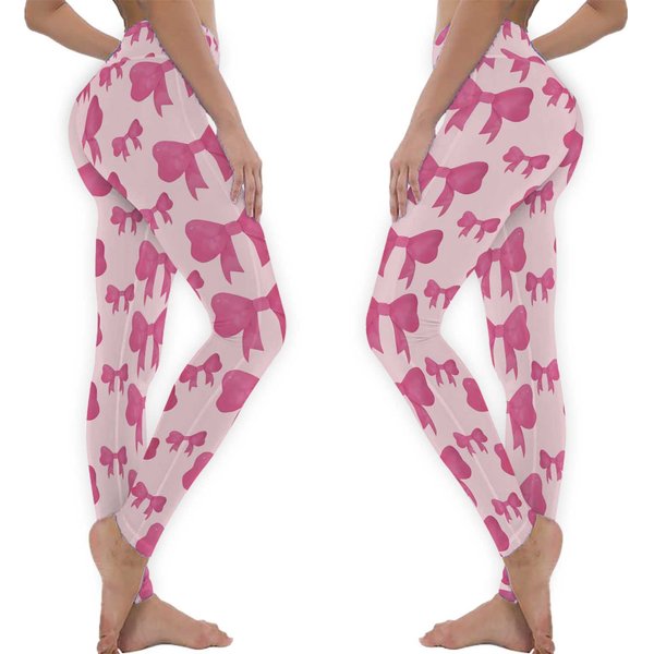 Coquette Very Pink Bow High Waisted Yoga Leggings-image