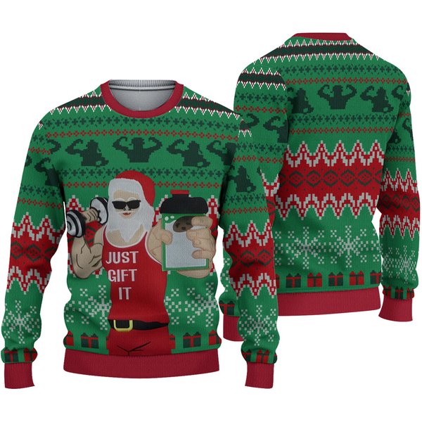 Ugly Christmas Sweater Muscle Lifting Gym Santa-image