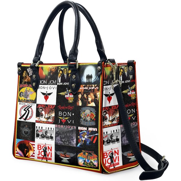Bon Jovi Leather Handbag, Bon Jovi Christmas Personalized Woman Handbag-image