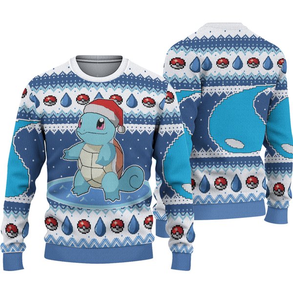 Squirtle Ugly Christmas Sweater, Santa Squirtle Xmas Ugly Sweater-image