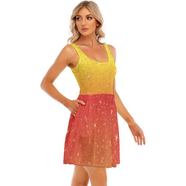 Taylor Inspired Concert Dress Red And Yellow. Skater Dress