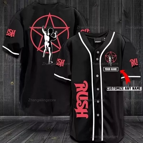 Personalized Rush Rock Band Printed Baseball Jersey Shirt-image