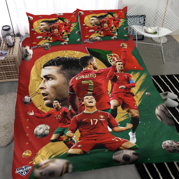 Football Cr7 Ronaldo 3D Football Soccer Quilt Cover Set Duvet Cover Bedding Pillowcases B7-image