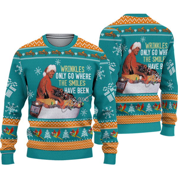 Jimmy Buffett Christmas Wrinkles Only Go Ugly Christmas Sweater-image