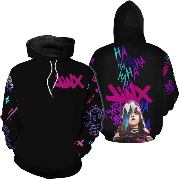Jinx Arcane League Of Legends, Vi, Powder 3D Hoodie-image