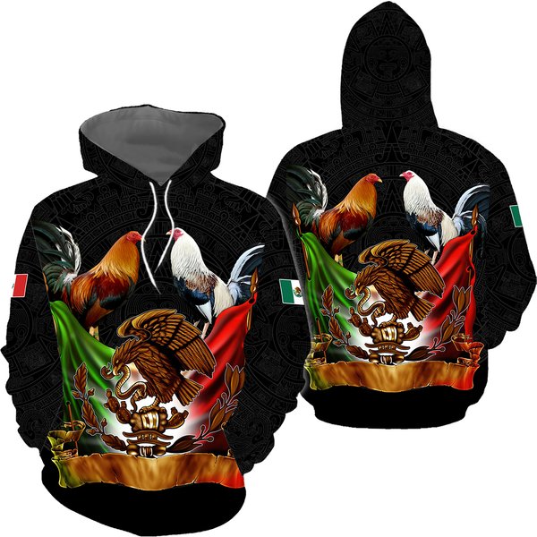 Mexico Rooster Black 3d Hoodie, Mother Day Gift