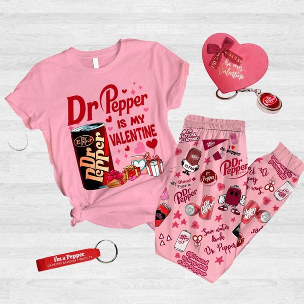 Dr Pepper Pajamas Set, Dr Pepper Is My Valentine Shirt-image