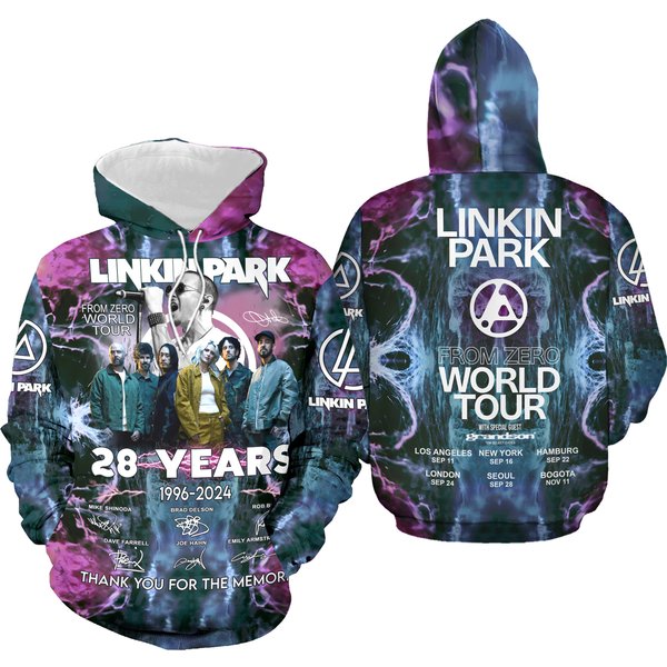 Linkin Park 1996-2024 From Zero World Tour 3D Pullover Hoodie-image