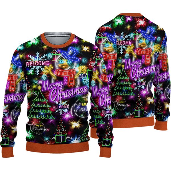 Christmas Bright Neon Lighting Ugly Christmas Sweater, Ugly Sweater 2023-image