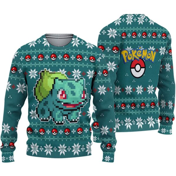 Bulbasaur Pkm Ugly Christmas Sweater, 3D Sweater-image