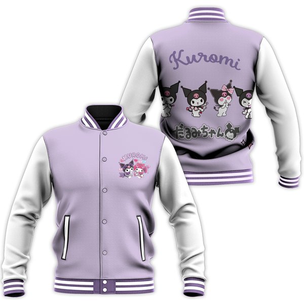 Cute Kuromi Jacket, Kawaii Kuromi Baseball Jacket-image