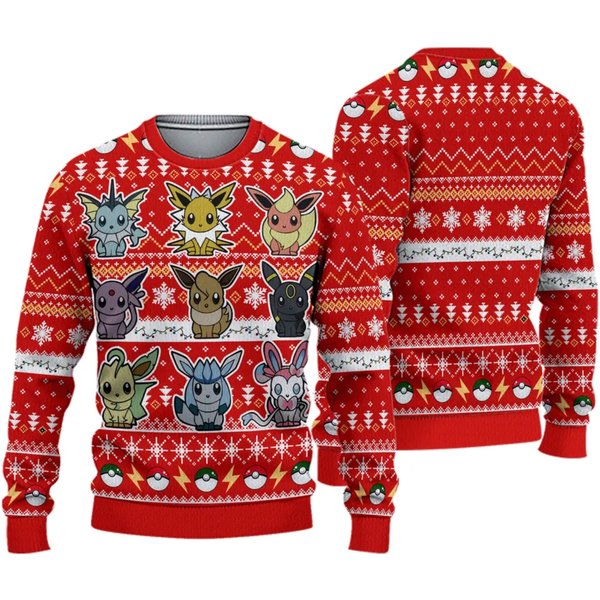 Eevee Ugly Christmas Sweater Eevee Evolution Christmas Sweatshirt-image