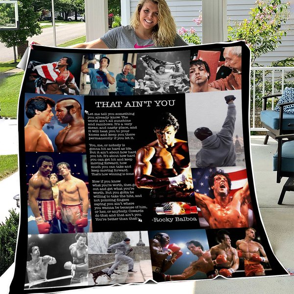 Rocky Balboa Fleece Blanket, Rocky Balboa Quotes Fleece Blanket-image