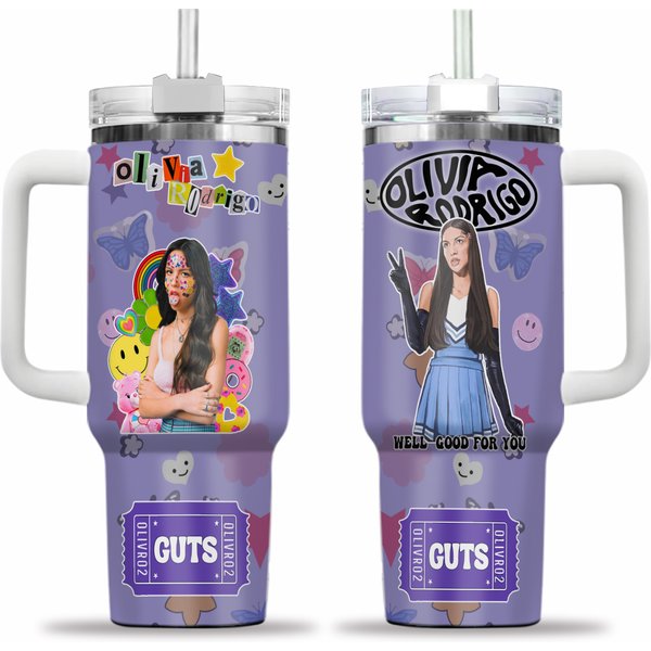 Olivia Rodrigo Tumbler 40Oz, Guts World Tour Tumbler, Guts Tour 2024 Tumbler, Olivia Rodrigo Fans Gift-image