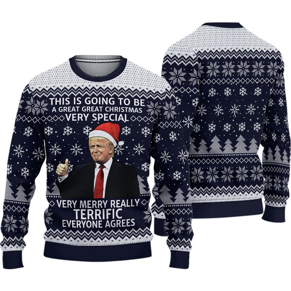 Trump 2024 Ugly Christmas Sweater, President Trump 45 47 Sweater-image