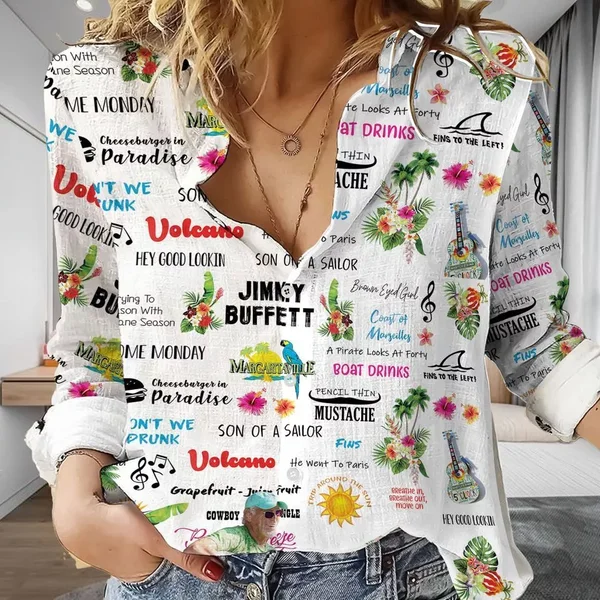 Jimmy Buffett Women Casual Shirt, Music Women Blouses
