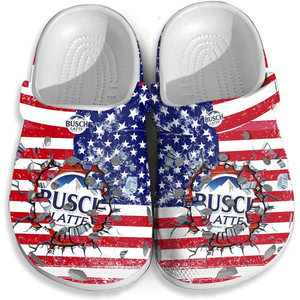 Latte America Flag Light Beer Clogs Shoes, Beer Latte Clogs-image