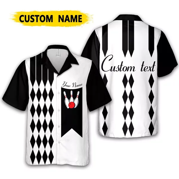 Personalize Diamond Custom Name Bowling Hawaiian Shirt-image
