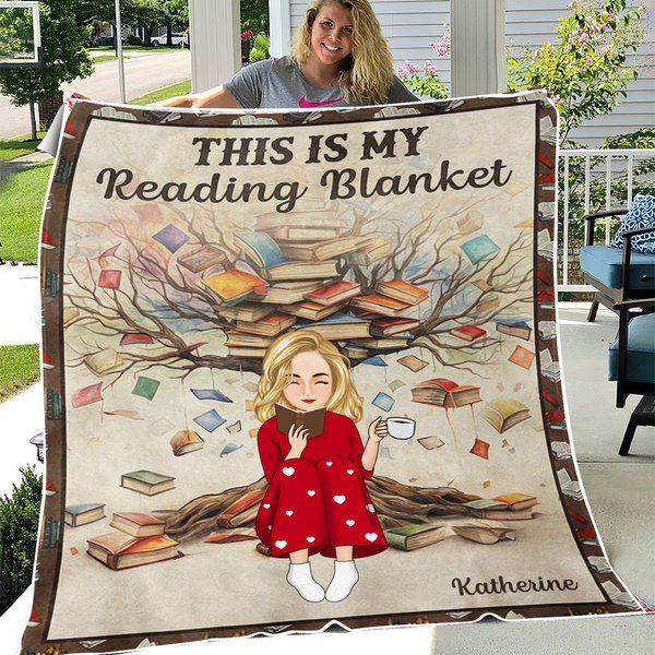 Book Tree This Is My Reading Blanket - Personalized Blanket-image
