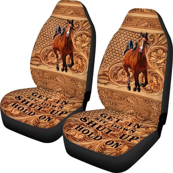 Get In Sit Down Shut Up Hold On Horse Car Seat Covers-image
