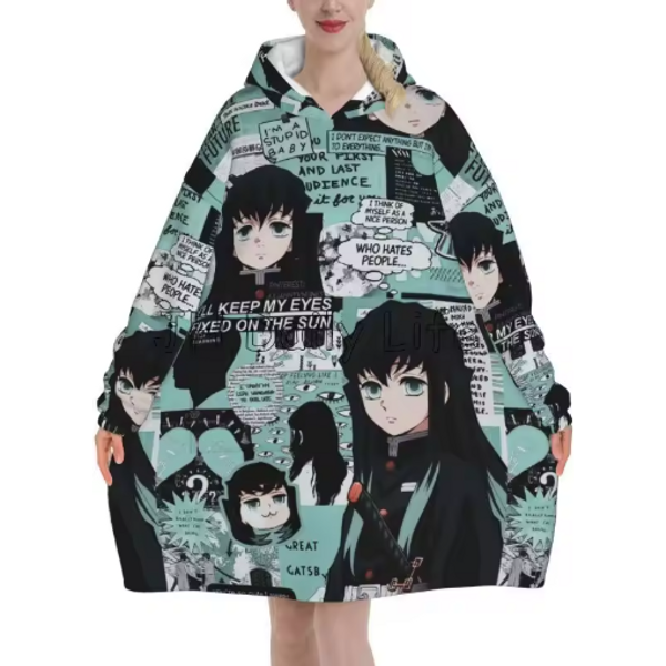Cute Anime Muichiro Tokito Blanket Hoodie-image