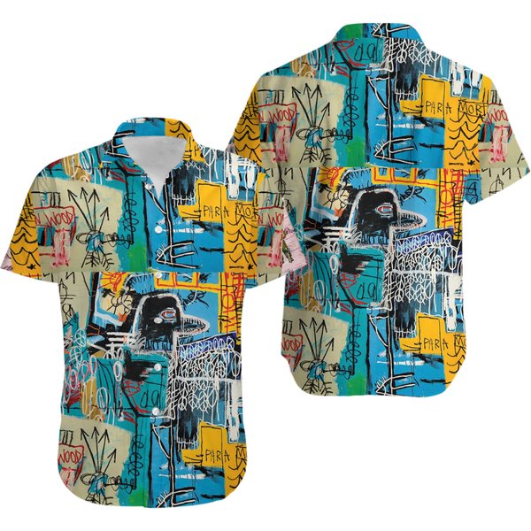Strokes Pattern Empire With All Hawaiian, Summer Party Shirt, Buttom Down Shirt-image