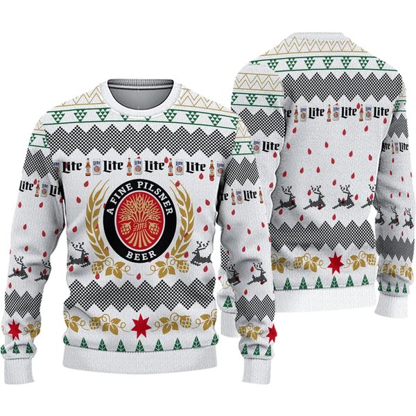 Miller Lite Beer Ugly Christmas Sweater, Miller Lite Beer Christmas Hoodie-image