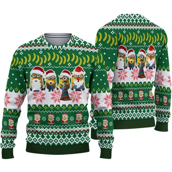 Cute Santa Minions Merry Ugly Christmas Sweater