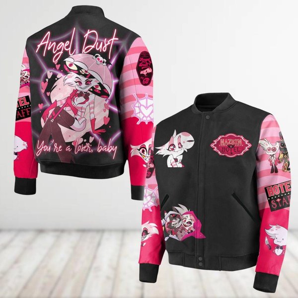 Angel Dust Hazbin Hotel Baseball Jacket, Charlie Alastor Morningstar Jackets For Men, Anime Series Jacket