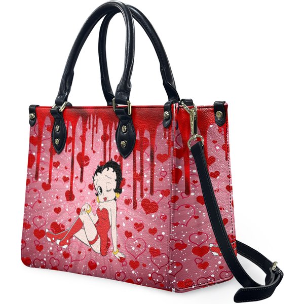Betty Boop Pattern Leather Handbag, Cartoon Handbag