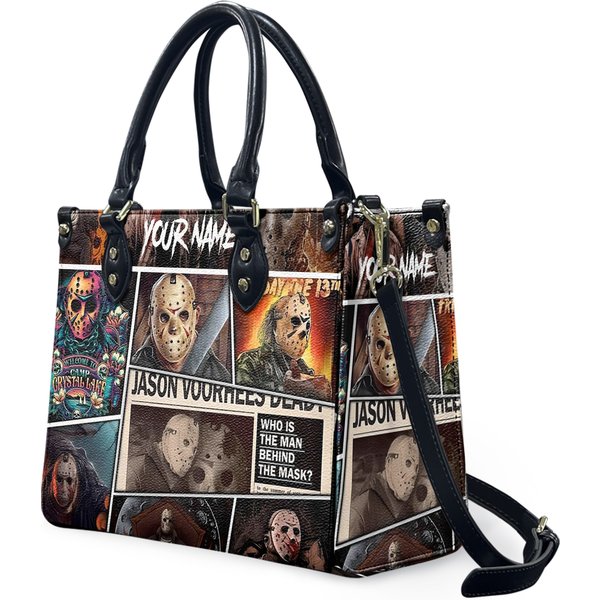 Halloween Halloween Leather Handbag, Horror Movie Characters Bag-image