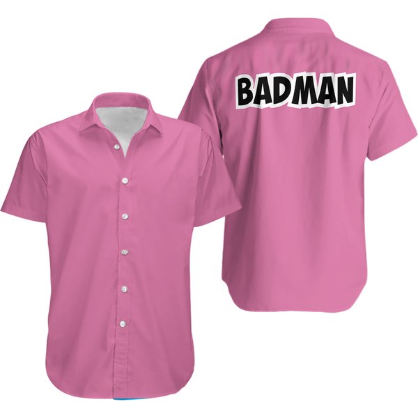 Vegeta Badman Pink Dragon Ball Z Men’S Short Sleeve Button Up Hawaiian Shirt-image