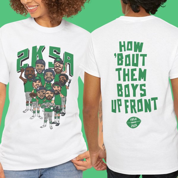 Saquon Barkley Eagles 2-Sided T-Shirt, How 'Bout Them Boys Up Front-image
