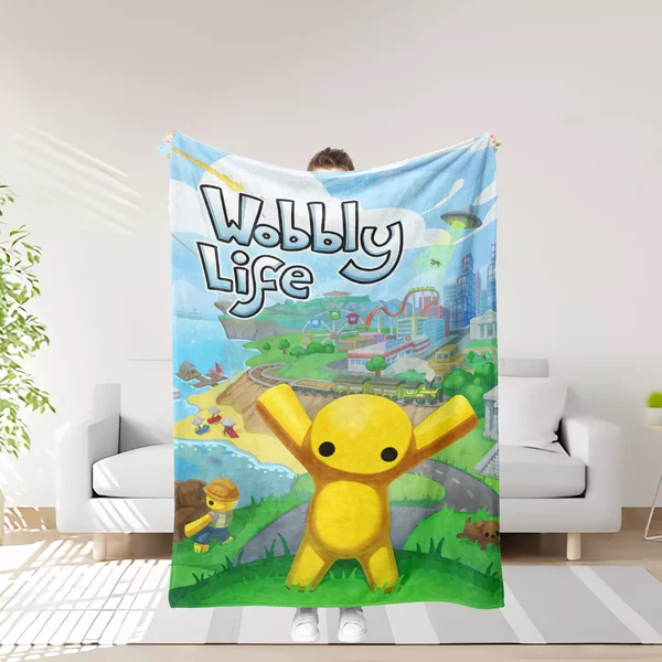 Throw Blanket Wobbly Life Cartoon Gifts For Fans Soft Flannel Bedroom Decor-image