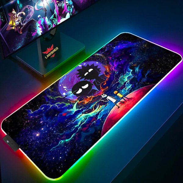Rick And Rickandmorty Rgb Mousepad, Gaming Desk Mat Rgb Led, Anime