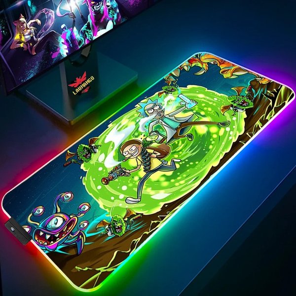 Rick And Rickandmorty Rgb Mousepad, Gaming Desk Mat Rgb Led