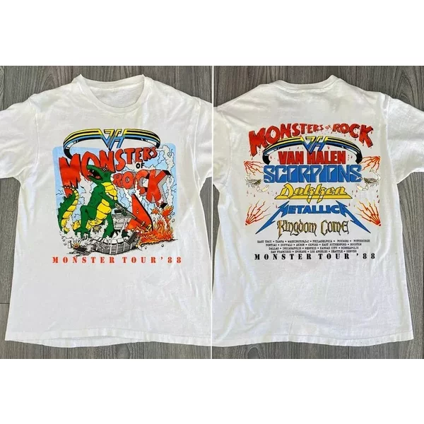 Vintage Style 1988 Monsters Of Rock Tour Concert T-Shirt, Monsters Tour '88 Shir-image