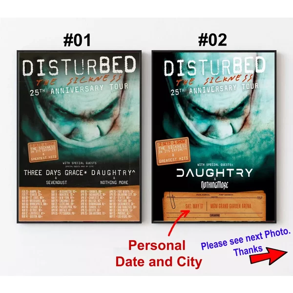 Disturbed Tour 2025 Poster, Custom Date And City Tour-image