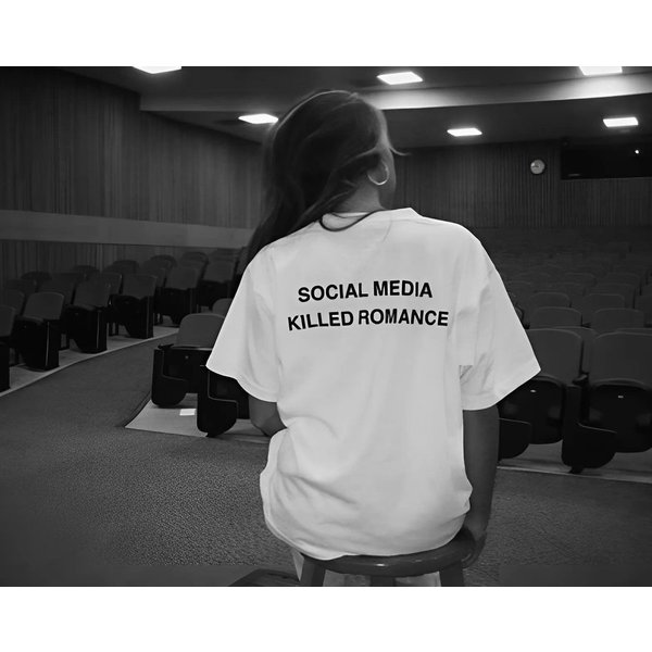 Social Media Killed Romance Unisex Heavy Cotton Tee, Romance Shirt, New Generation Shirt-image