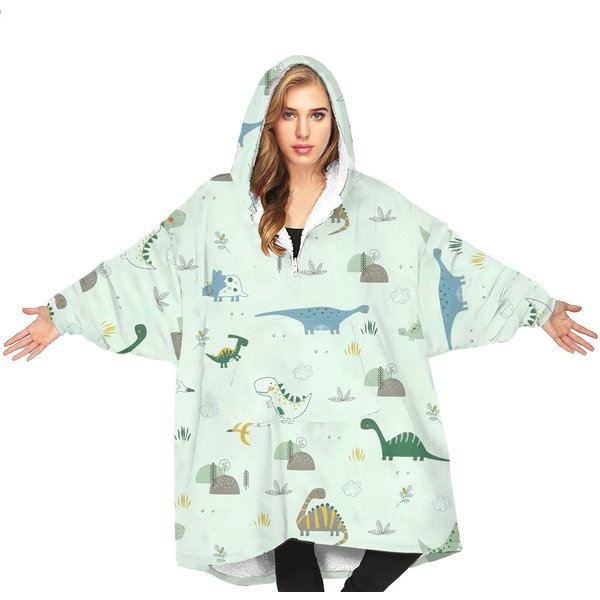 Dinosaur Fleece Blanket Hoodies-image